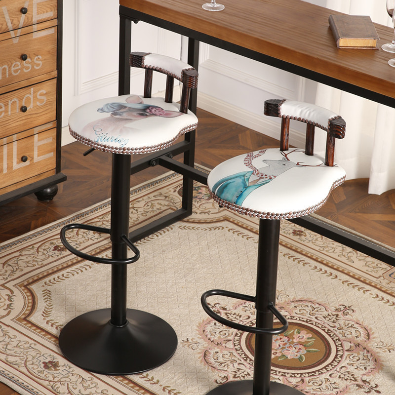 吧台椅旋转金属铁艺升降欧美式家用休闲咖啡厅酒吧椅前台凳子|ru