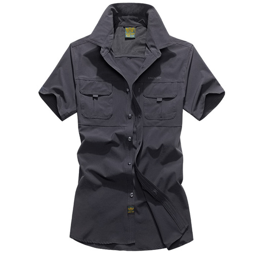 Outdoor elastic quick-drying shirt for men waterproof large size mountaineering clothing tactical military short-sleeved shirt trendy 102-1