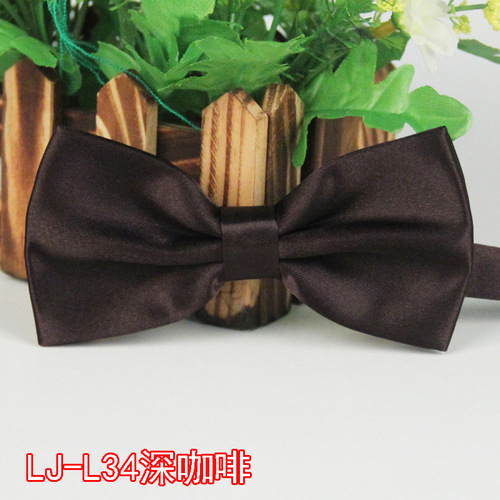 Double layer bright solid color men's student wedding KTV bow polyester silk multi-color fashion popular adult bow tie