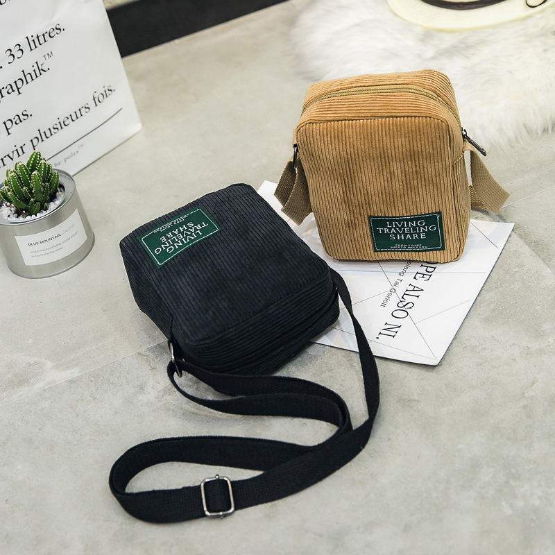 韩国灯芯绒复古百搭日系女原宿文艺可爱迷你小包手机包单肩斜跨包