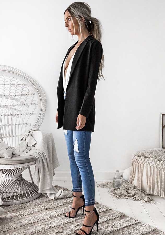 Solid Color Long Sleeve Lapel Slim Blazer NSJRM82047