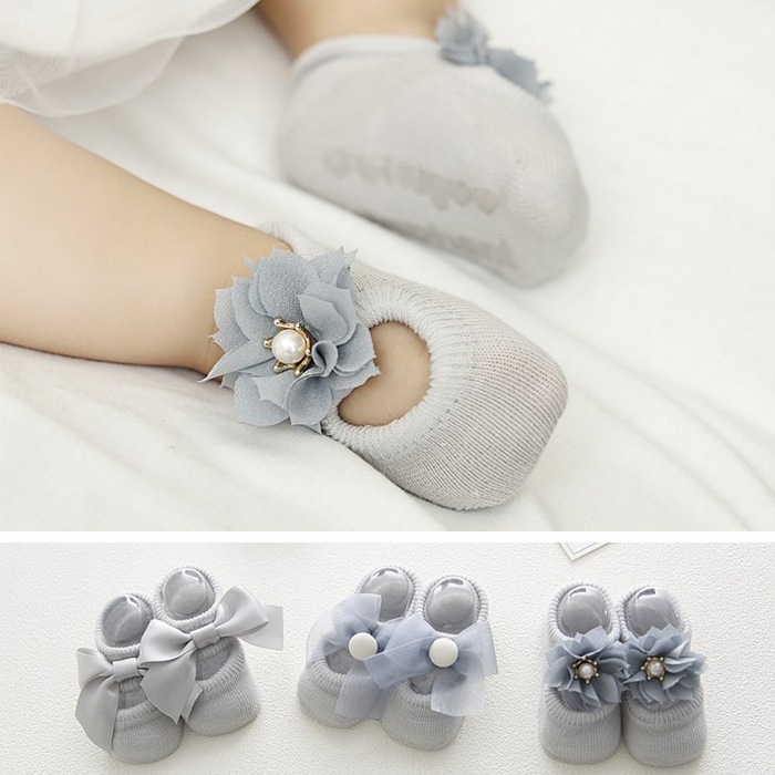 Korean Edition reverent Hollow Shallow mouth Boat socks Baby children baby Floor stockings 3 Lace bow