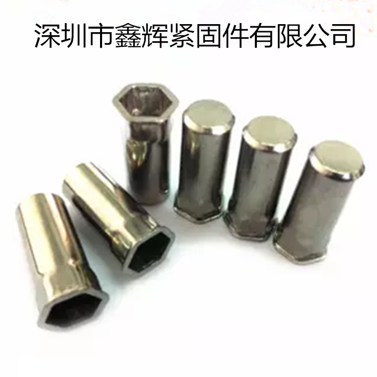 304不锈钢平头内外半六角盲孔铆螺母防水拉卯帽厂家直销M5 6 8