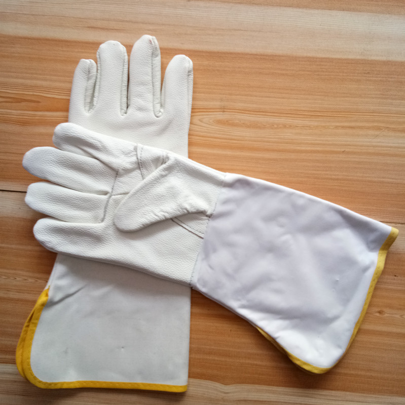 一层电焊牛皮手套 头层帆布袖长电焊隔热手套 长款头层皮电焊手套