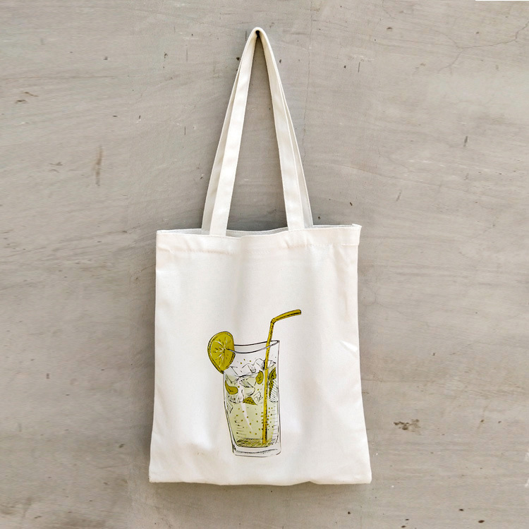 Japonés y coreano artístico fresco todo-Partido lienzo bolsa de hombro bolsa de compras limón agua taza