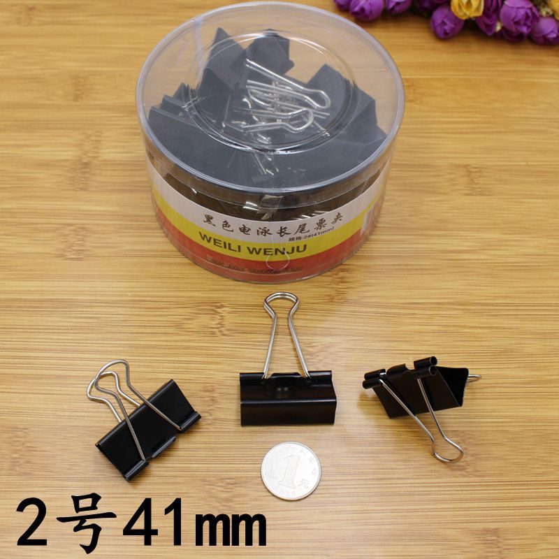 도매 클립 블랙 롱 테일 클립 No. 2 41mm 더브 테일 클립 치킨 테일 아이언 클립 사무용품 문구