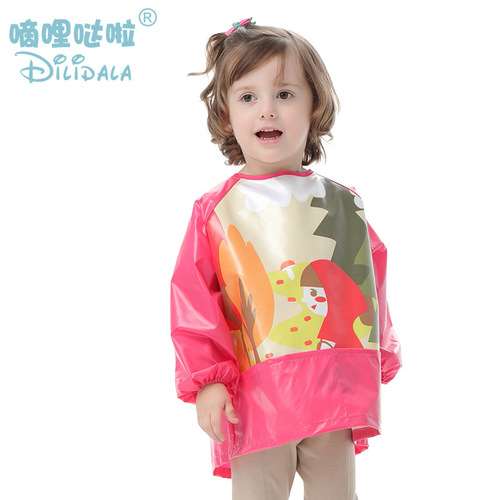 Children's Full Waterproof Cartoon Long Sleeve Coverall, Stain-Proof and Washable Drawing Suit for Boys and Girls, One Size Available, Dropshipping