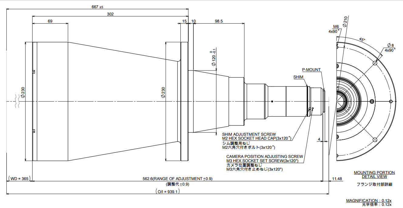 Moritex茉丽特 MTL系列 MTL-19523P-012超大视野双侧远心工业镜头
