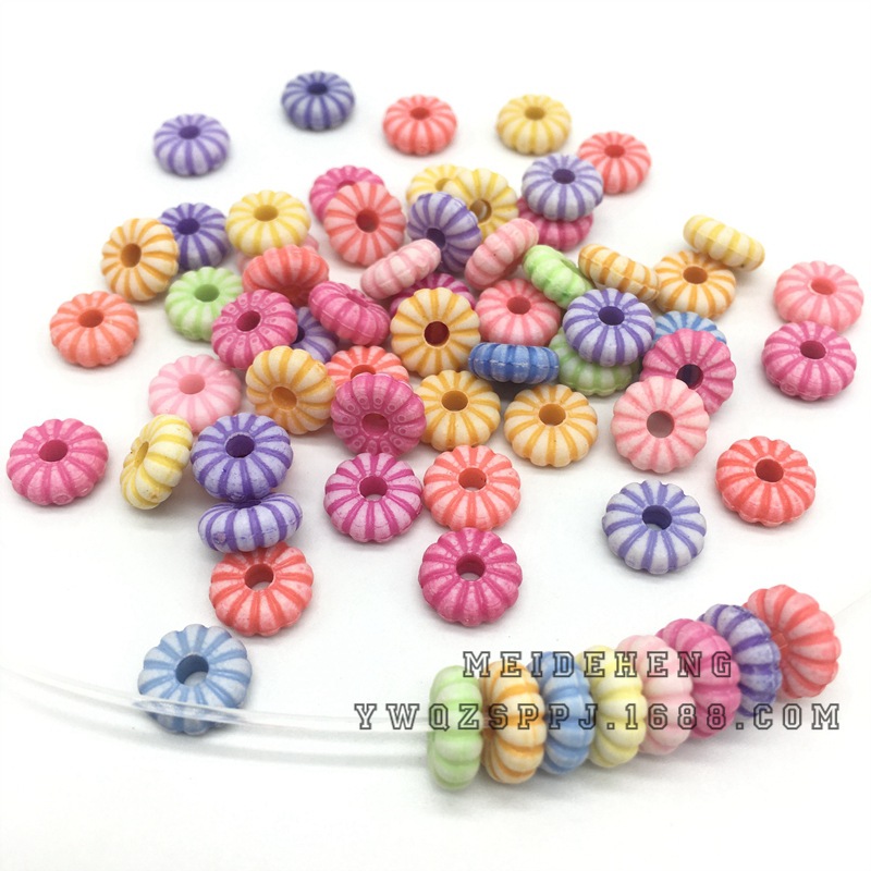 Wholesale of plastic washed striped circle beads, children's toys, beaded bracelets, necklaces and loose beads detail image 3