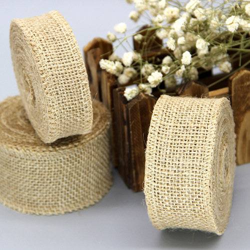 Factory direct sales of various sizes DIY handmade Christmas wedding craft lace linen rolls solid color 2m ribbon