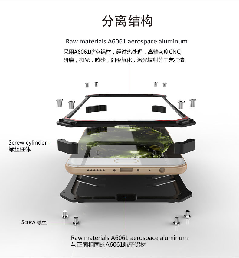 SEISMIK S-ONE Armor Man Shockproof Aluminum Shell Metal Case Cover for vivo X9s Plus / vivo X9s / vivo X9 Plus / vivo X9 / vivo V5 Plus