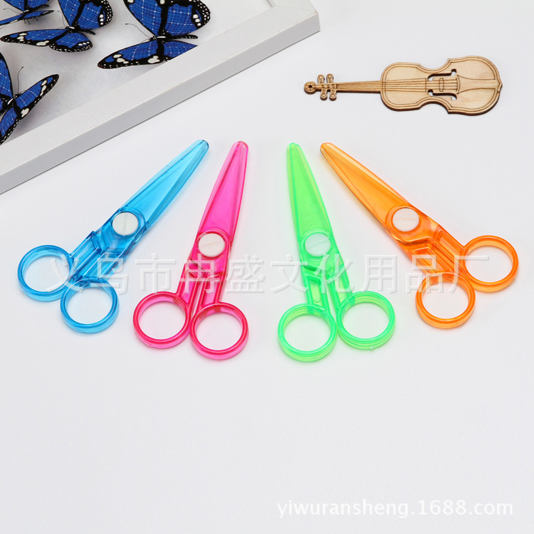 Manufactor Direct selling Plastic security scissors children manual scissors student Art Designer paper-cut Stationery wholesale