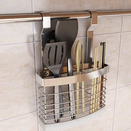 不锈钢沥水筷笼子筒收纳挂件厨房置物架餐具悬挂式刀叉勺分格篮