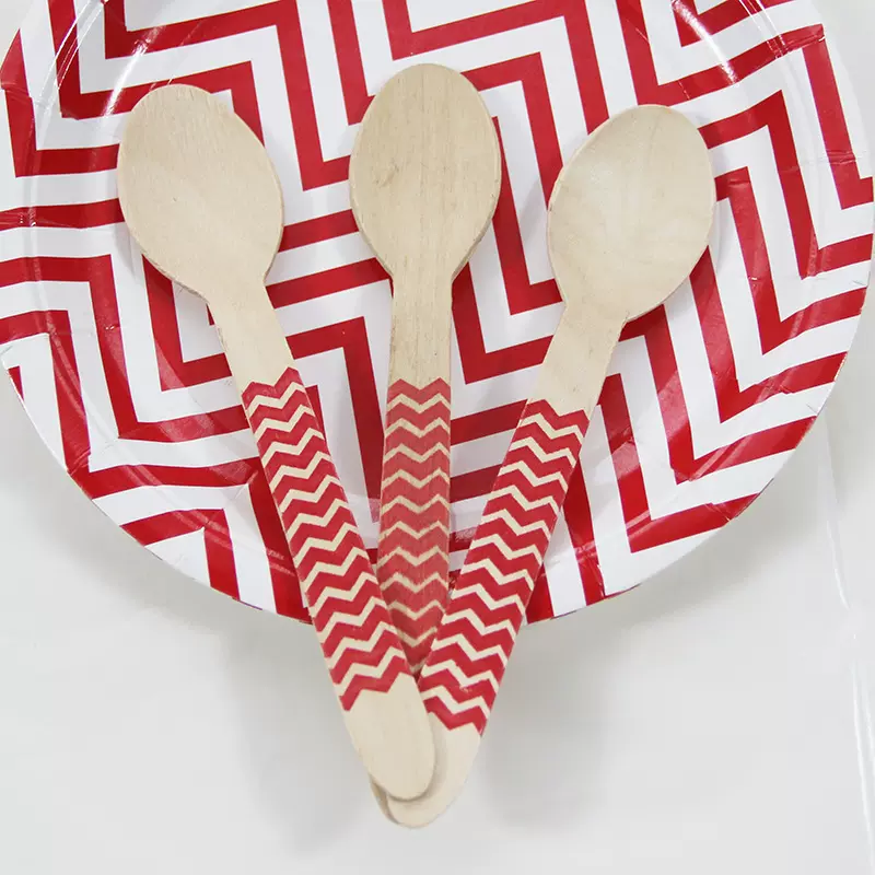 一次性刀叉木勺汤匙西餐甜品刀木质餐具长柄调羹勺叉子 波浪叉子