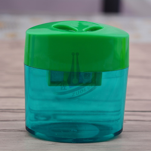 Double-hole plastic pencil sharpener, oval shape pencil sharpener, pencil sharpener, transparent printable logo, factory direct sale