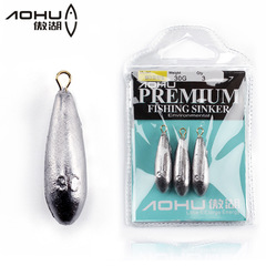 Aohu's new lead pendant with ring, streamlined design, copper ring, water drop lead pendant, sea pole and weight throwing pole pendant wholesale