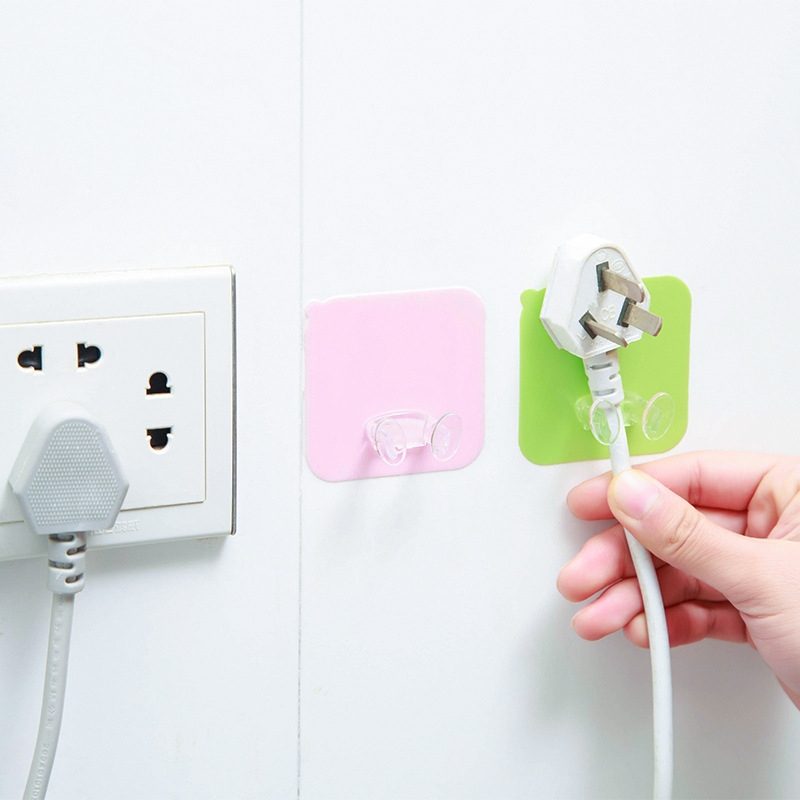 No trace hook cartoon socket power cord storage rack cute creative plug hook strong stick hook large