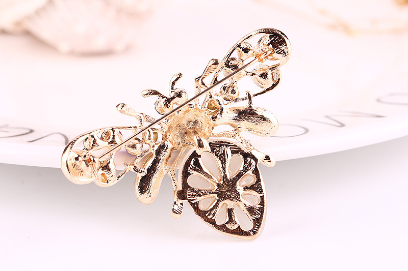 Mode farbige diamant katzenauge stein biene brosche niedliche cartoon tier brosche_voghion.com