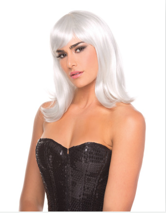 Peluca de pelo liso de estilo medio de estilo europeo y americano