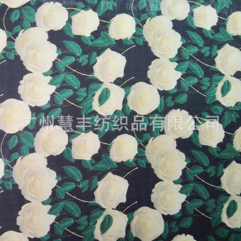 数码活性直喷印花万圣节服装苎麻面料liberty布树叶蝴蝶数码印花