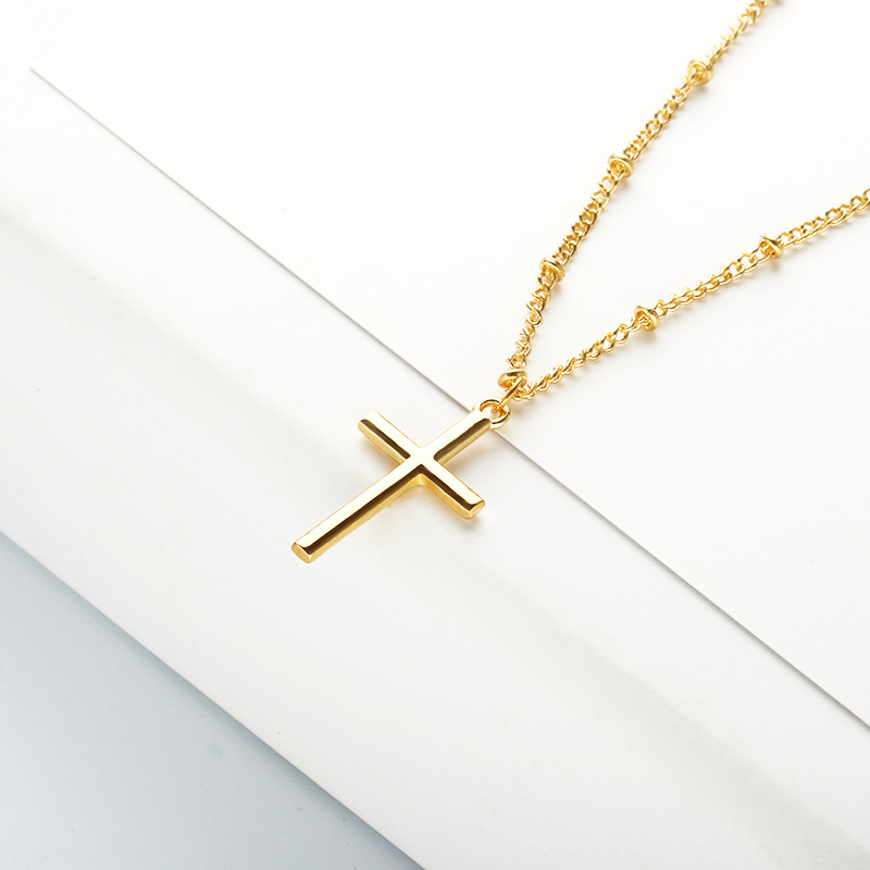 Cross Jesus electroplating bright color positioning bead chain necklace couple necklace clavicle cha