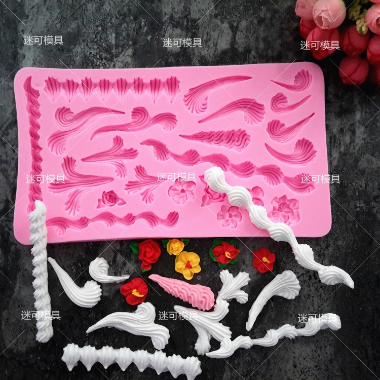 Fondant cake molde de silicona borde de la cáscara del molde de la torta Europea guinda del borde decoración molde de chocolate