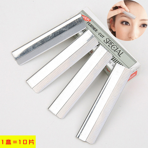 100 pieces of decorative eyebrow blades, stainless steel eyebrow razor blades, corrugated blades, disposable eyebrow trimming blades, tattoo beauty blades