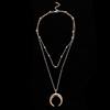 Cross -border dedicated to fashion jewelry Bohemian bipolar necklace gold -plated beef horn layered ladies clavicle necklace