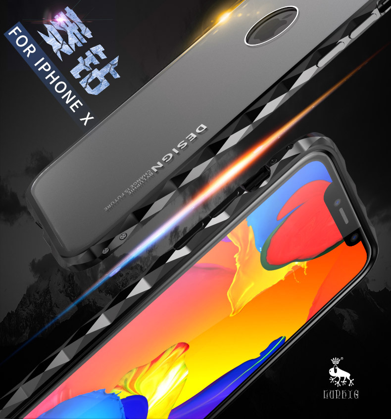 Luphie Diamond Edge Slim Light Aluminum Bumper Frosted PC Back Cover Case for Apple iPhone X
