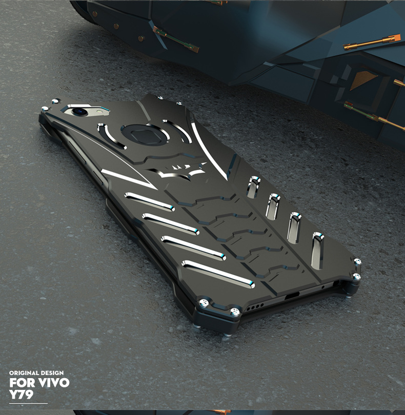 R-Just Batman Shockproof Aluminum Shell Metal Case with Custom Batarang Stent for vivo Y79