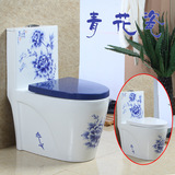 Сине-белый керамический беззвучный туалет, ручная роспись