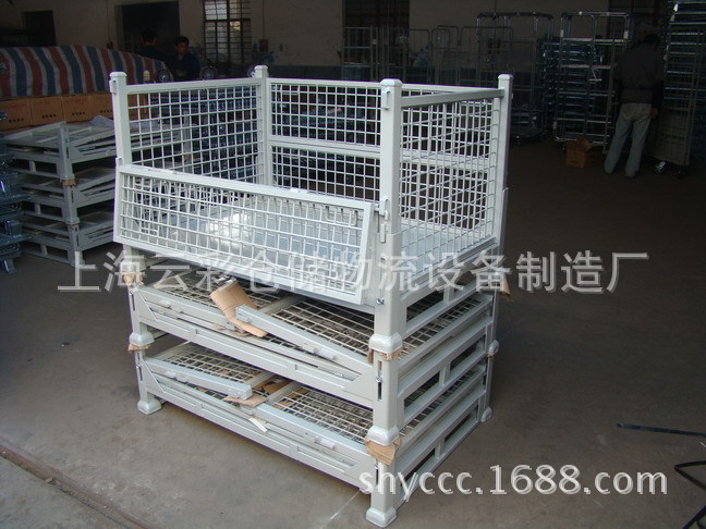 上海武汉汽车零部件周转料架网格箱堆叠筐料架网笼瓶胚笼金属网箱
