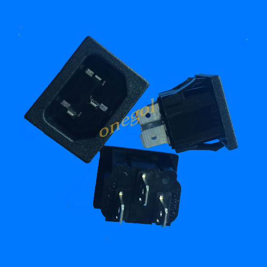 AC电源插座 6.3端子C14卡式品字尾插座  C13品字插座 多国认证