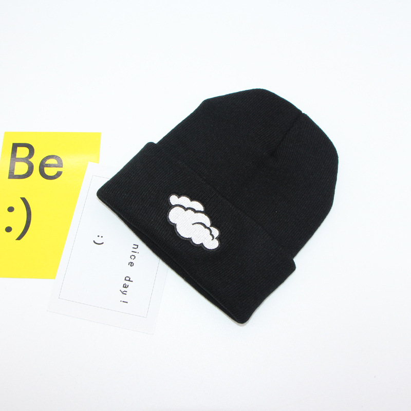 Simple Fashion Weather Embroidery Knitted Curled Cap Woolen Hat Wholesale Nihaojewelry display picture 5