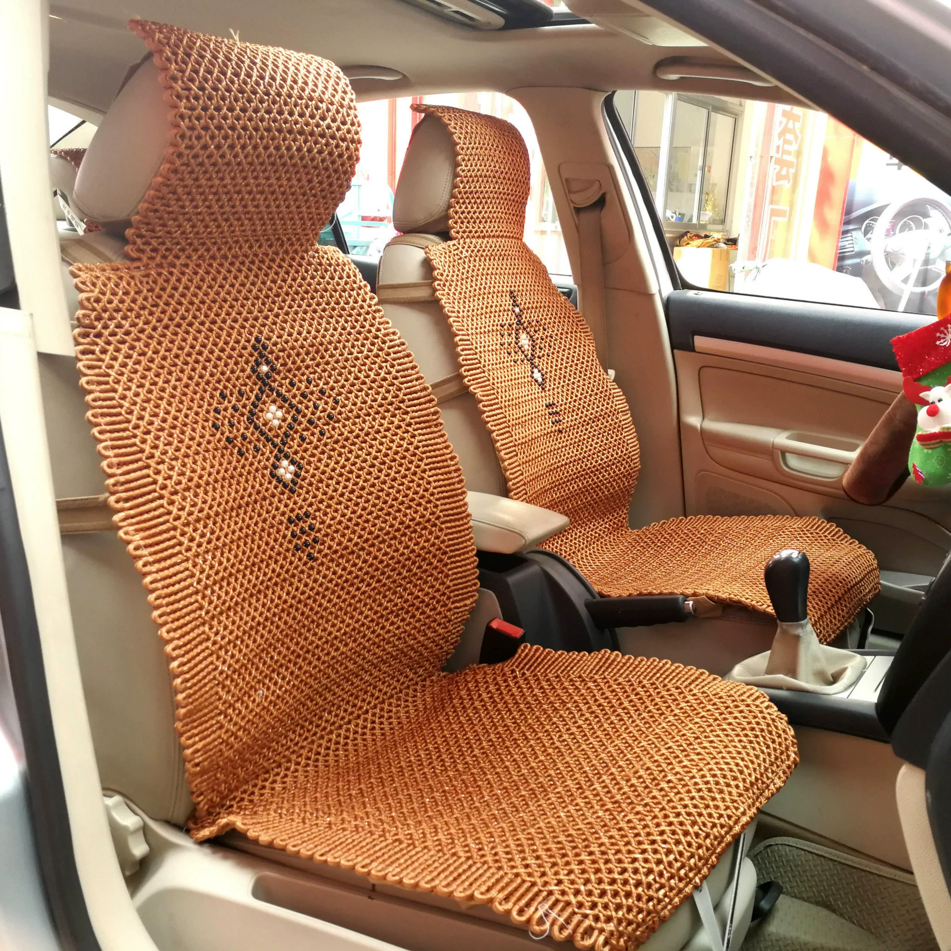 Летняя семиместная подушка для автомобильного сиденья ручной работы, тканая подушка из ледяного шелка, нескользящий крутой коврик для одного автомобиля