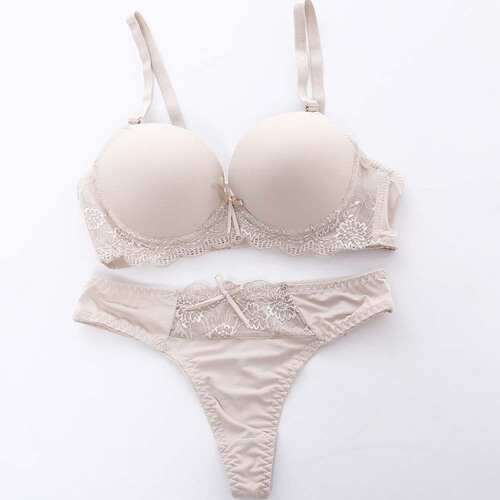 Women's sexy candy color bra set, underwear set, solid color lace bra set, AB cup