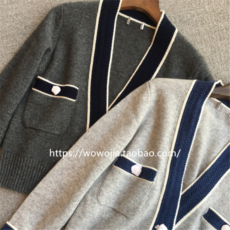 20新款春秋V领羊绒开衫女短款小外套时尚毛衣显瘦羊毛针织打底衫