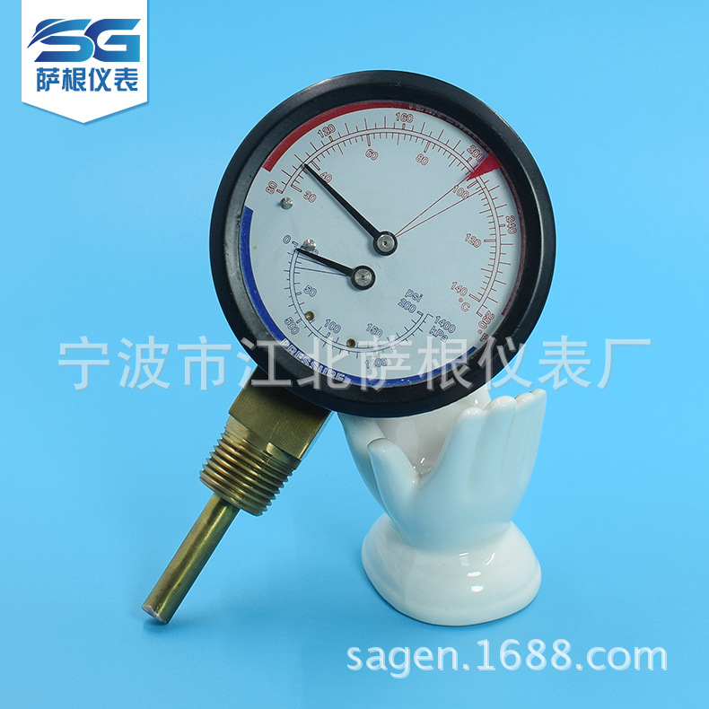 径向温度压力一体表 30~140度0~1400Kpa 水压表蒸汽表