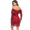 shoulders long sleeves sexy dress hip party lace dress 