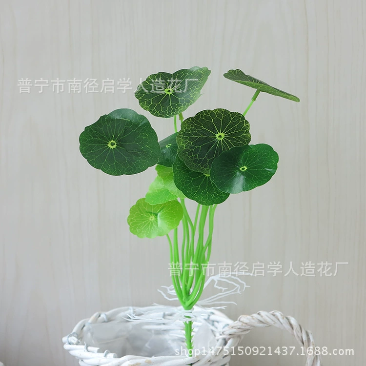 12-ветка медная монета лист мини лист лотоса растение стена бонсай шпилька трава ремесла внутреннее украшение аквариум вставка травы