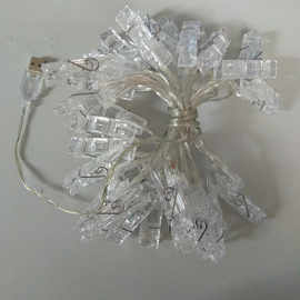 热销爆款USB接口5米40灯LED夹子灯串 夹照片图片写真另可做电池灯