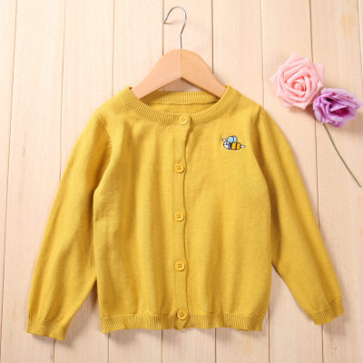 2018 spring and autumn new pattern pure cotton knitting Cardigan Little bee Long sleeve sweater goods in stock