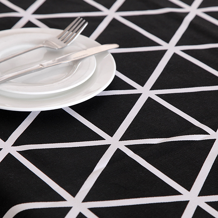 Modern Geometric Tablecloth Cotton Canvas For Kitchen And Dining_voghion.com