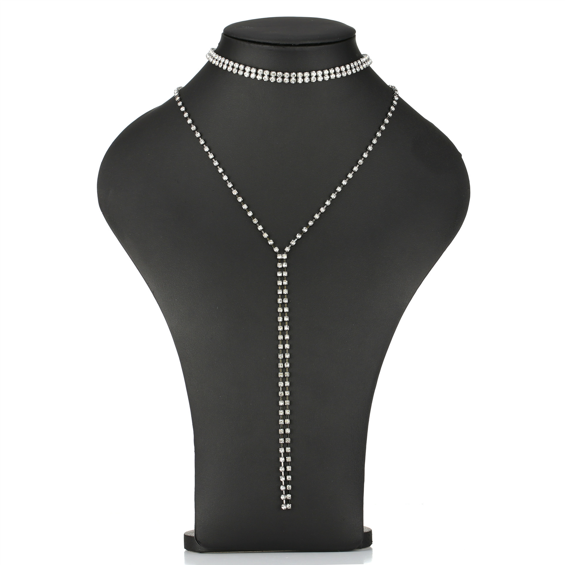 Fashion Full Diamond Long Neck Multi-layer Necklace display picture 5