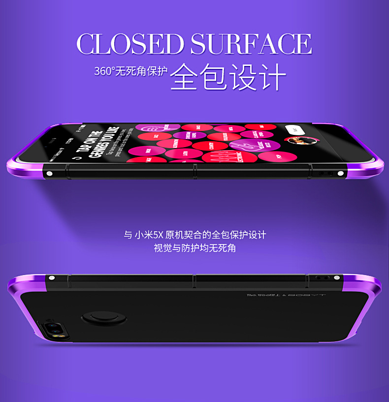 GINMIC Shield Aluminum Metal Frame Hard PC Back Cover Case for Xiaomi Mi 5X / Xiaomi Mi A1