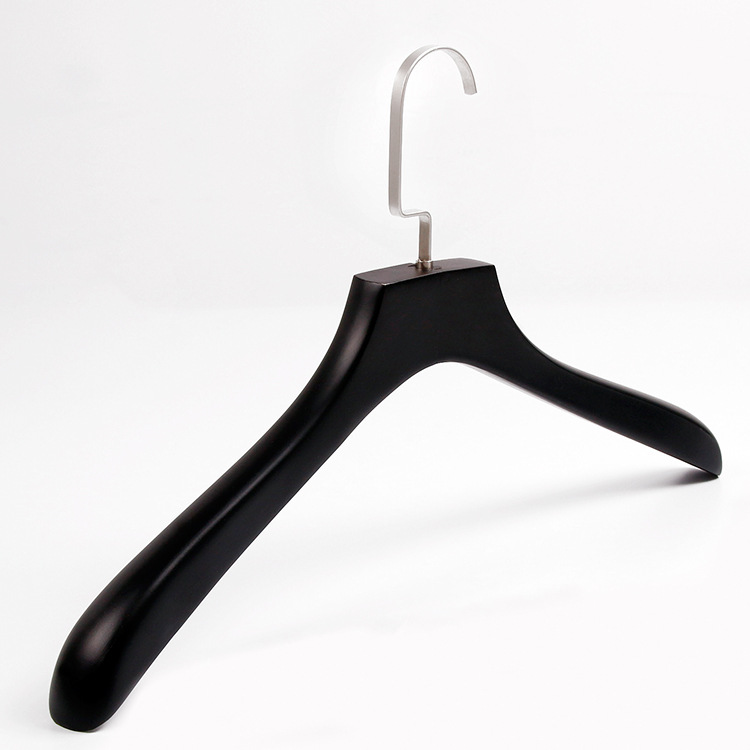 高档黑色实木衣架防滑衣挂男女装服装店木质衣撑裤夹定制LOGO批发