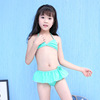 2019款时尚素色小清新女童比基尼带裙摆两件套 儿童泳衣厂家直销|ms