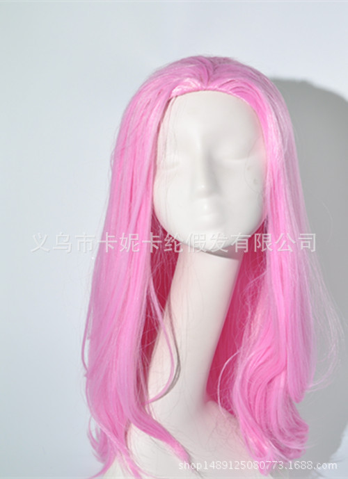 Nueva peluca rosa larga de moda