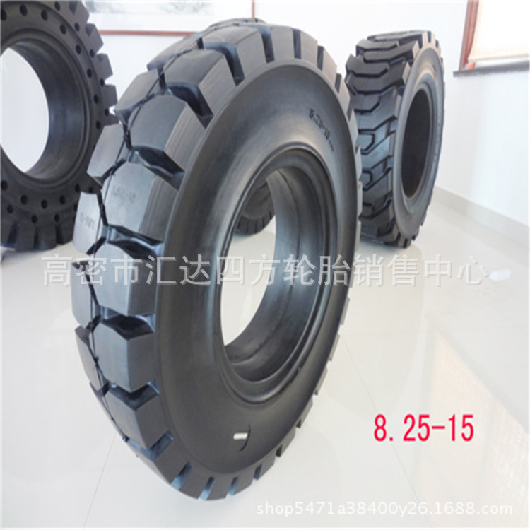 现货供应8.25-15叉车实心轮胎 免充气 可配钢圈 批发零售