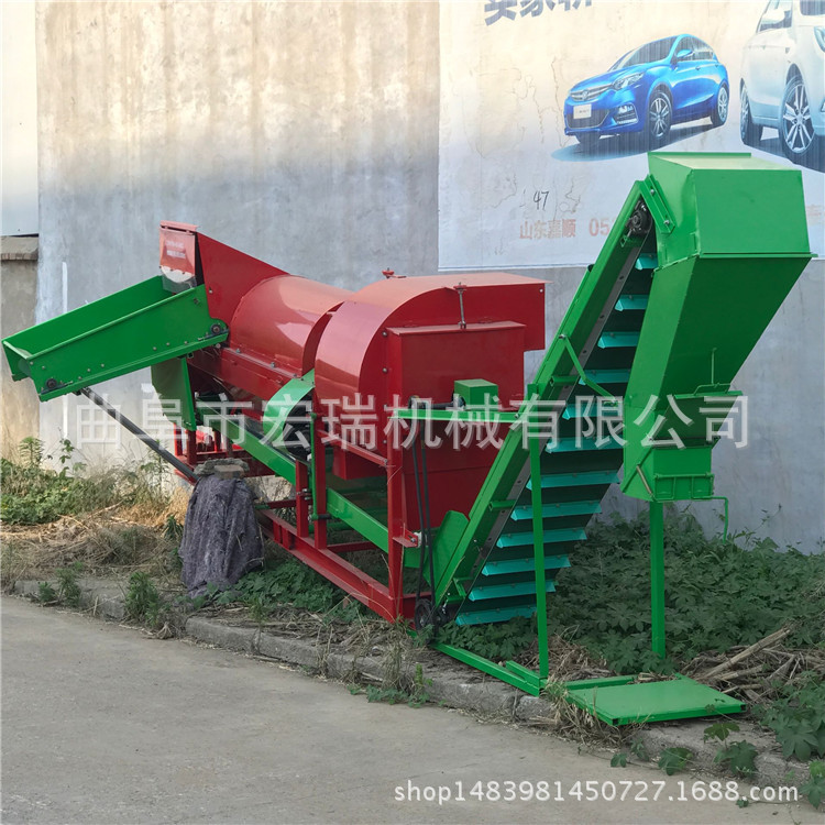 鲜花生摘果机 牵引式花生摘果机 干湿两用脱果机收获机械5是5全新